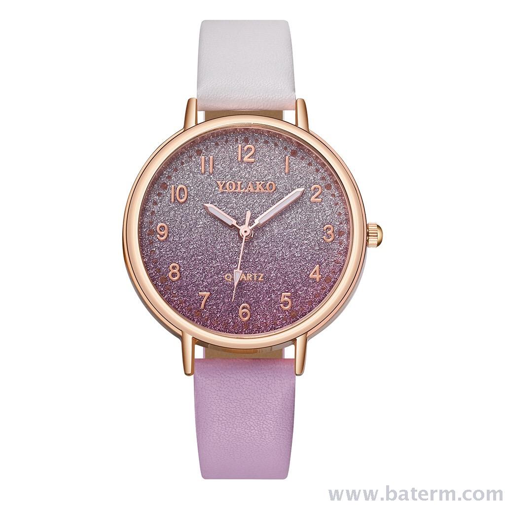 Aliexpress's best-selling fashionable and compact women's watch with a starry sky, colorful sand and digital dual-color leather strap Specification image