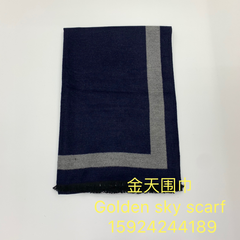 围巾scarf边框双面羊绒围巾超柔软披肩金天