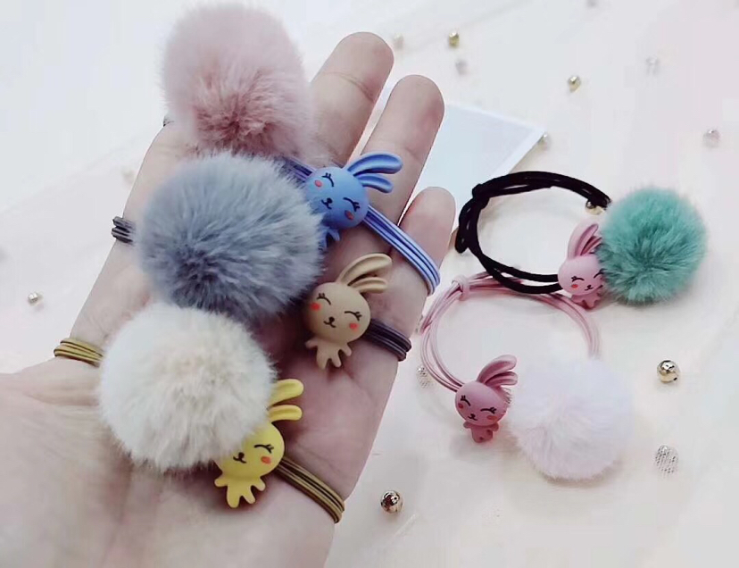 秋冬韩版毛球卡通发绳仿兔毛发圈头绳百搭橡皮筋头饰细节图