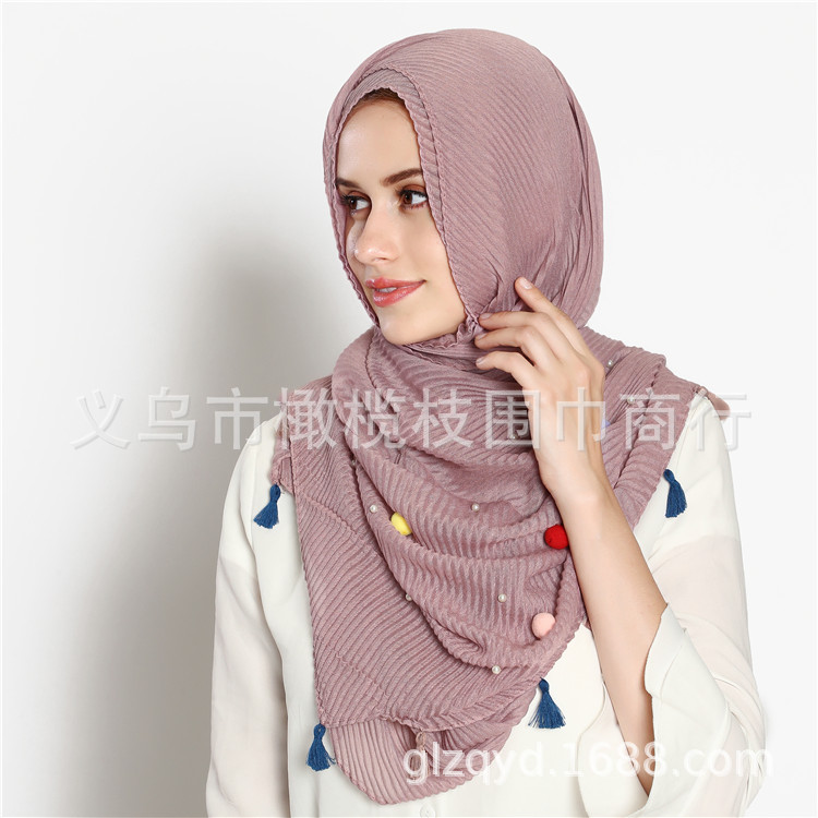 Tr Cotton And Linen Pressed Scarf Female Student Art Day Small Fresh Bib With Pearl Hairball Shawl Scarf Specification drawing