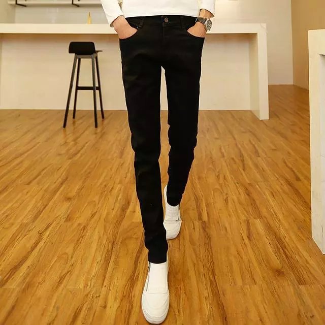 春季韩版男士修身牛仔裤新款潮流青少年小脚裤百搭长裤一件代发产品图