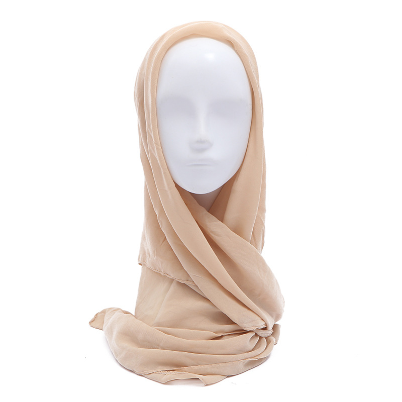 Stock Stock Muslim Chiffon Cover Scarf Ladies Decorative Square Scarf Multi-Color Silk Scarf Foreign Trade Spot Wholesale Specification drawing