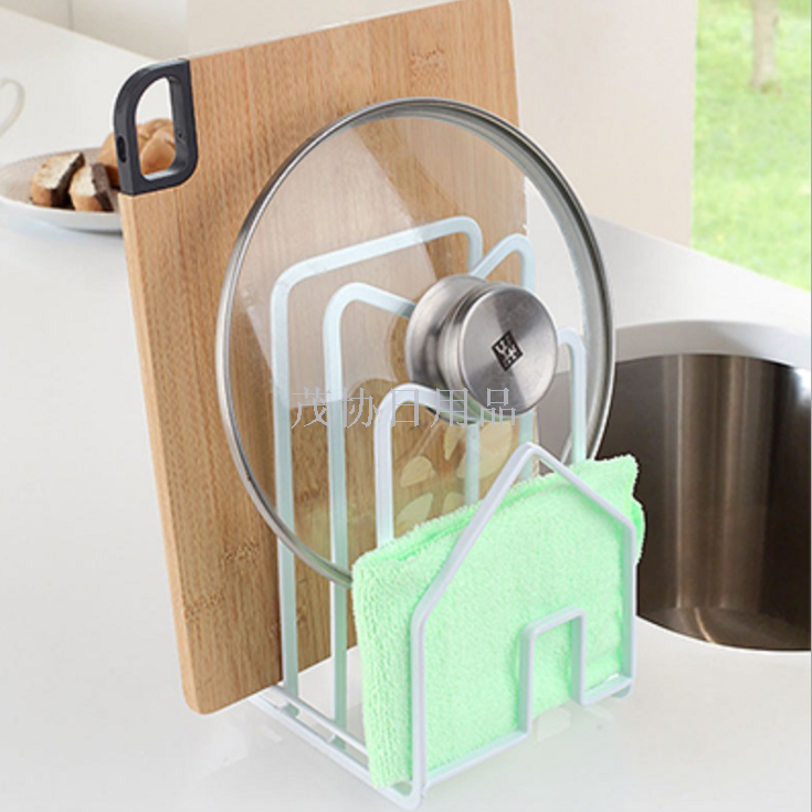 Multifunctional wrought iron pot cover rack multi-layer shelf shelf for lid kitchen cutting board rack cutting board storage rack