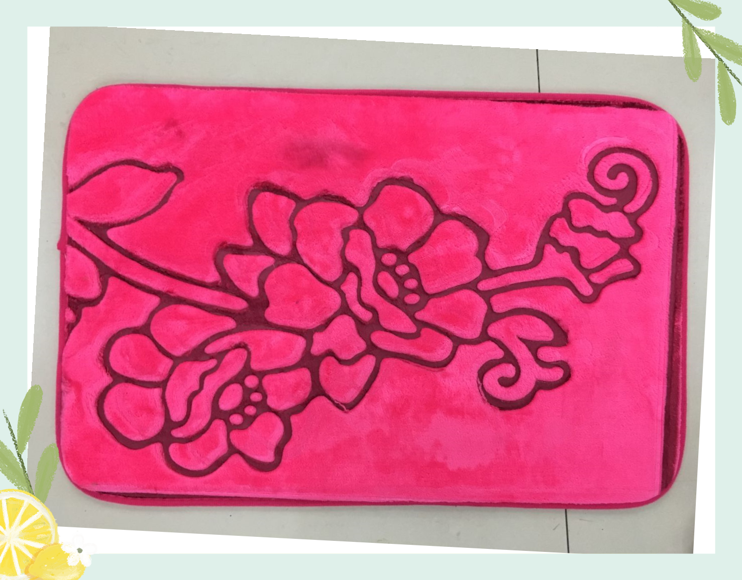 New best-selling 1.2cm thick two-color flannel embossed floor mat, foot mat, home anti-slip mat, carpet, bedside mat and table mat Specification drawing