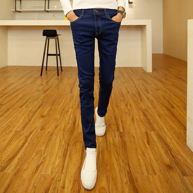 春季韩版男士修身牛仔裤新款潮流青少年小脚裤百搭长裤一件代发细节图