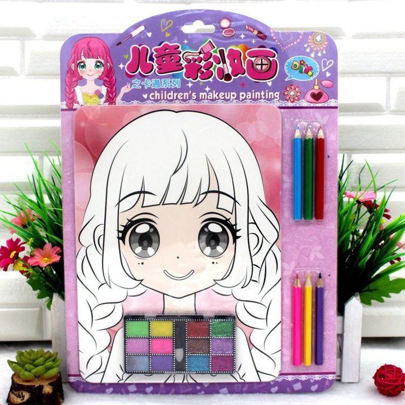 厂家直销 儿童彩妆画DIY女孩手工益智填色画亲子互动彩妆玩具批发