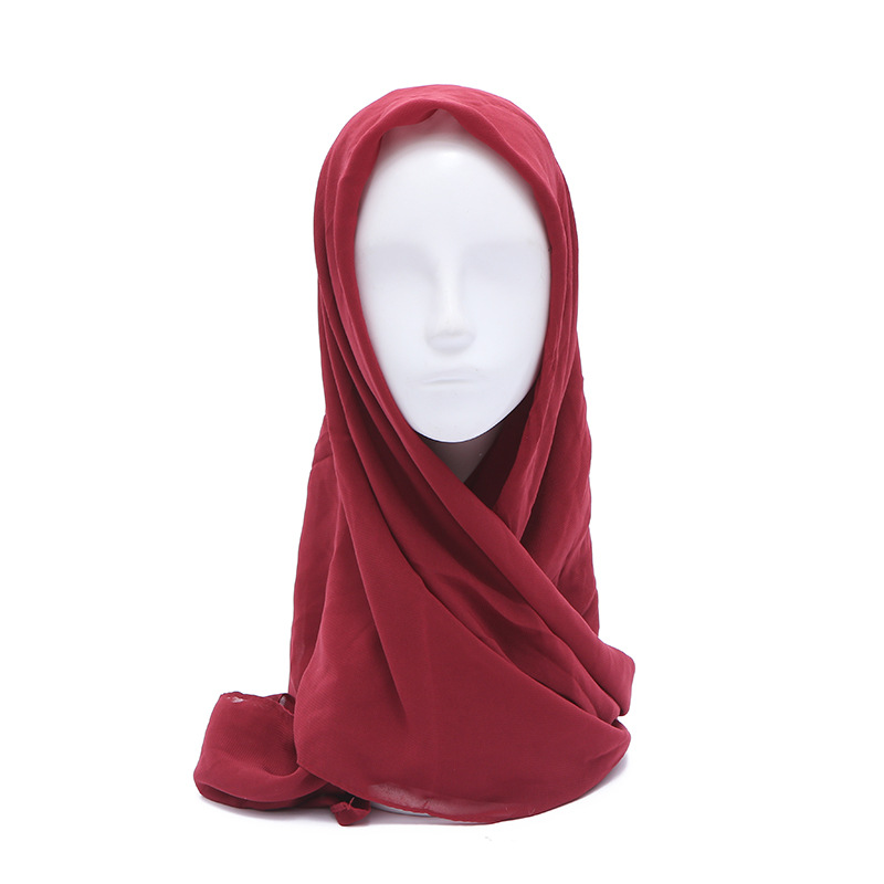 Stock Stock Muslim Chiffon Cover Scarf Ladies Decorative Square Scarf Multi-Color Silk Scarf Foreign Trade Spot Wholesale details Picture