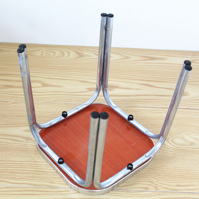 New style of bright-edged wooden square stool, iron-leg leather stool, 0.8kg, Xiaoxin model, four-leg square stool Item Picture