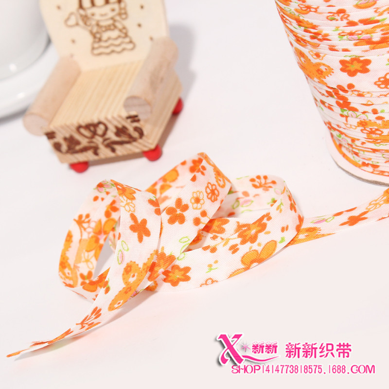 印花涤纶织带彩带 印刷鲜花图案彩带包装绳 小卷包装彩色丝带批发产品图