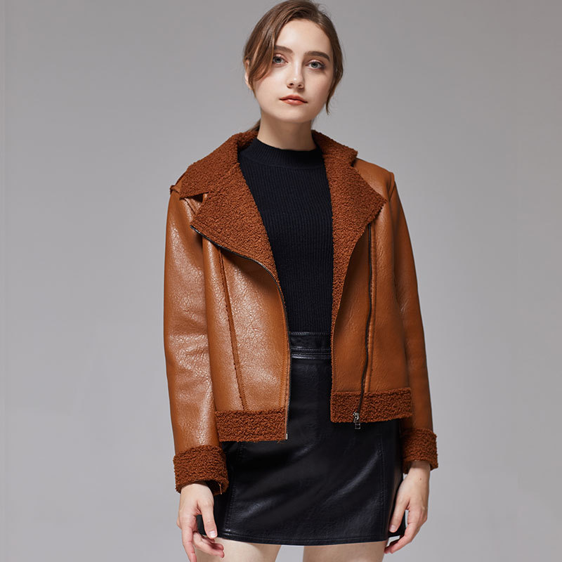 2019新款皮衣女韩版PU女式皮夹克短款修身机车服女装外套一件代发细节图