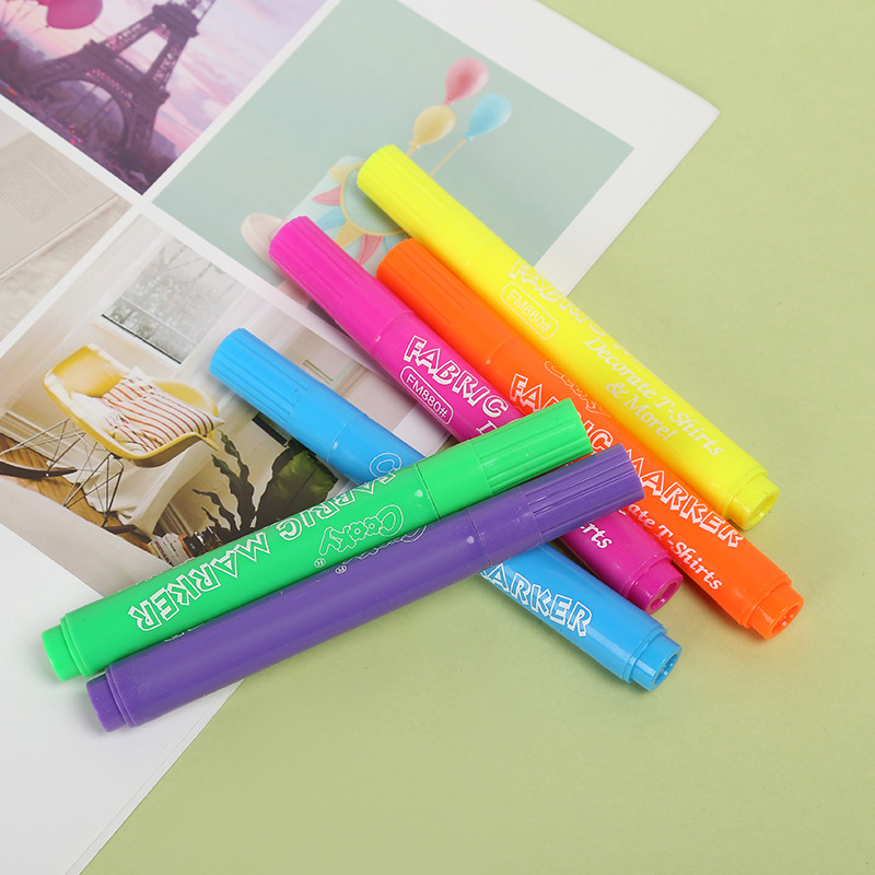 FM880#-6黄色记号彩绘笔 热销T恤笔织物笔 涂鸦创作记号笔批发细节图