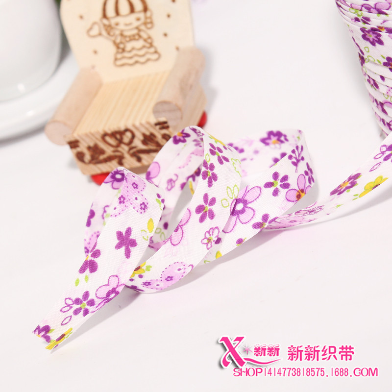印花涤纶织带彩带 印刷鲜花图案彩带包装绳 小卷包装彩色丝带批发细节图