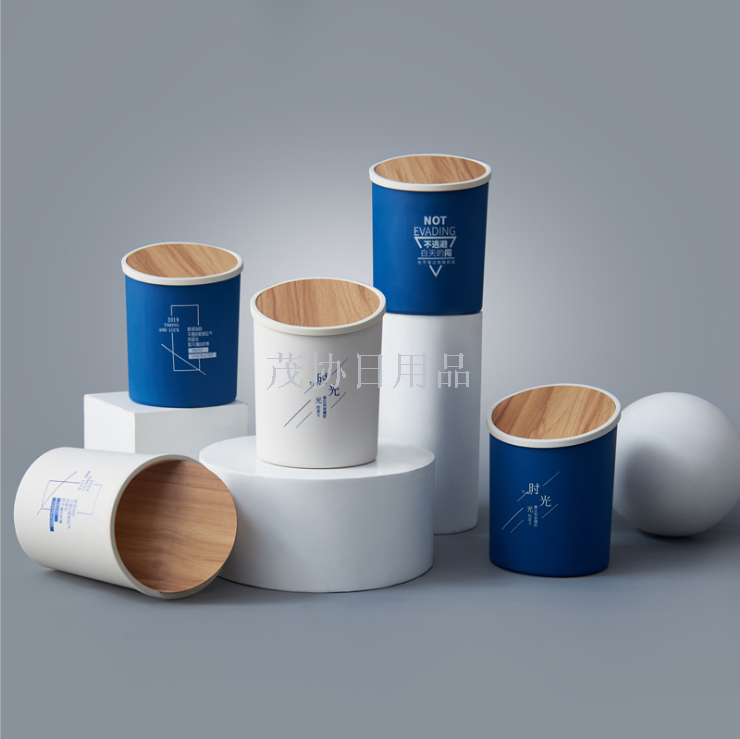 New desktop clamshell garbage can eco-friendly circular multi-pattern wastebasket plastic mini garbage can
