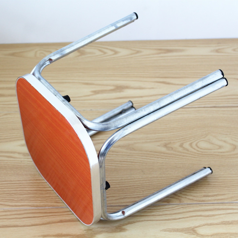 New style of bright-edged wooden square stool, iron-leg leather stool, 0.8kg, Xiaoxin model, four-leg square stool Application Scenario