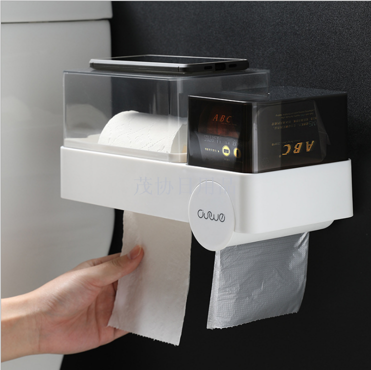 Toilet tissue box Toilet perforation-free roll paper dispenser Creative household waterproof toilet paper toilet paper storage rack