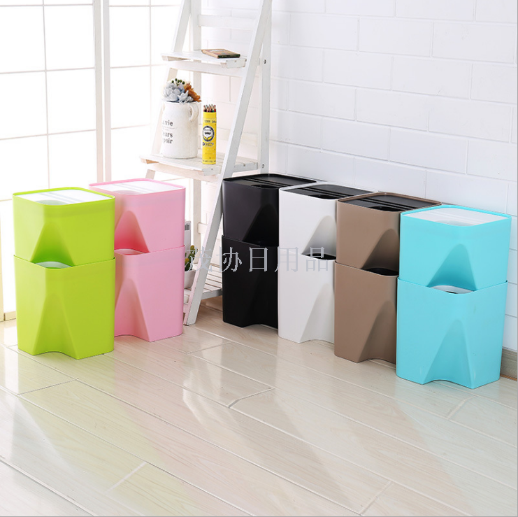 Sorting rubbish bins plastic storage bins can be stacked multi-functional household garbage sorting bins