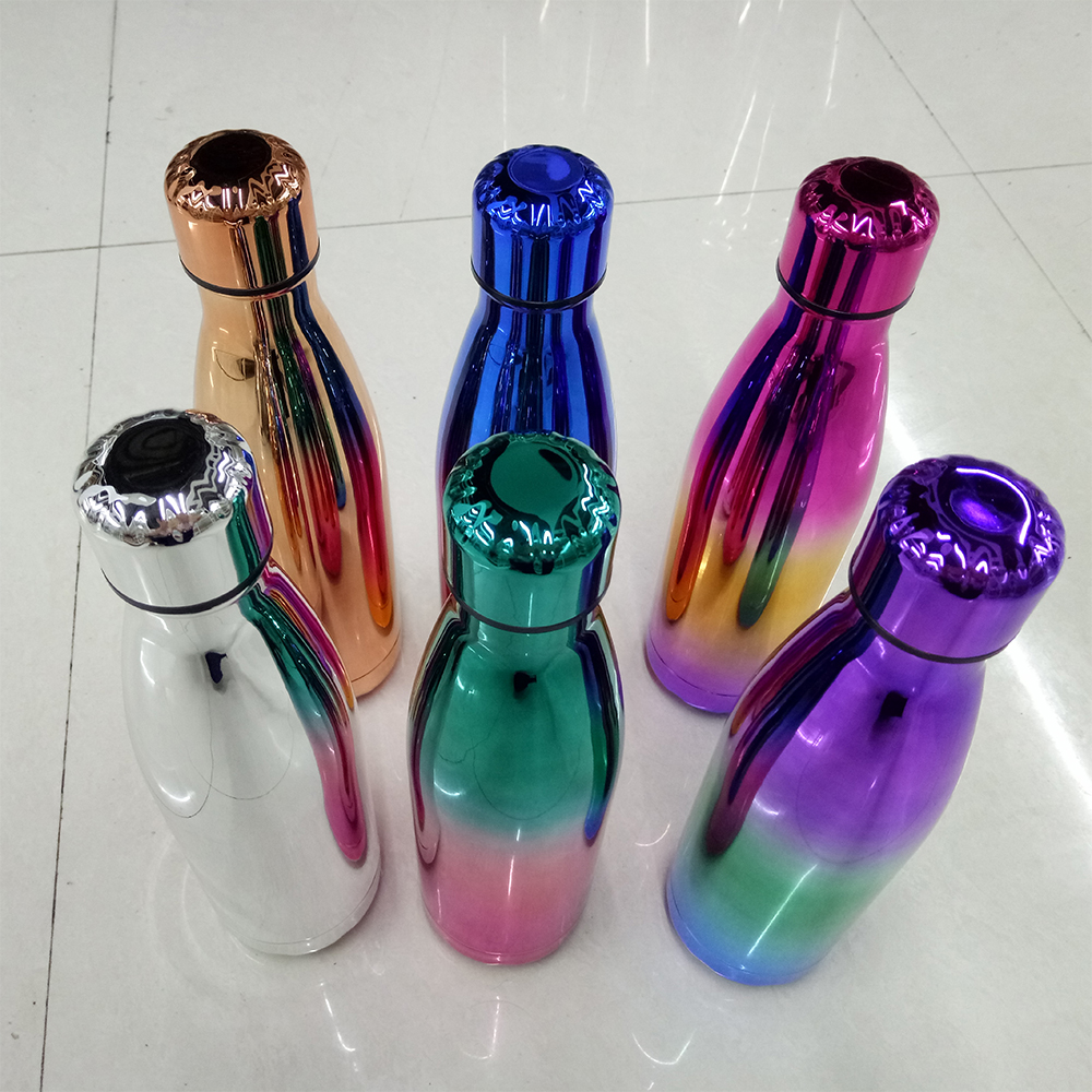 UV镀新款真空保温杯 热转印气染印电镀UV真空不锈钢可乐瓶保温杯