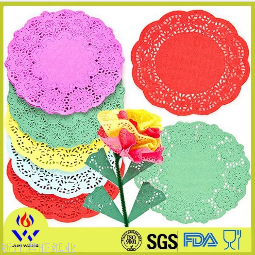 Professional Supply Of Round Pink Paper Pad Disposable Oil-Proof Flower Paper Color Apple Flower Base Paper Item Picture