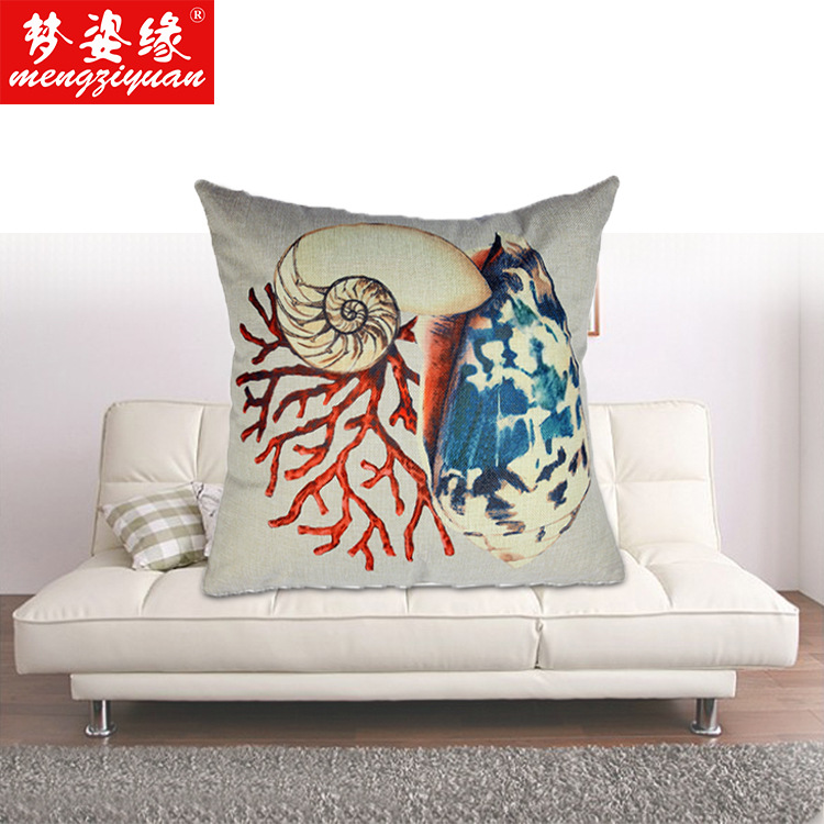 The "Mediterranean Sea Breeze" series of cotton and linen pillowcases, conch and octopus sofa cushions, lumbar support pillows, and linen prints are available for custom orders based on provided drawings details Picture
