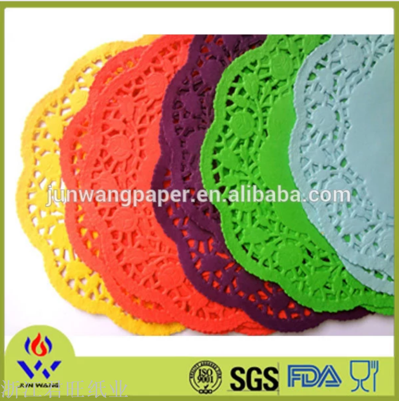 Professional Supply Of Round Pink Paper Pad Disposable Oil-Proof Flower Paper Color Apple Flower Base Paper Specification drawing