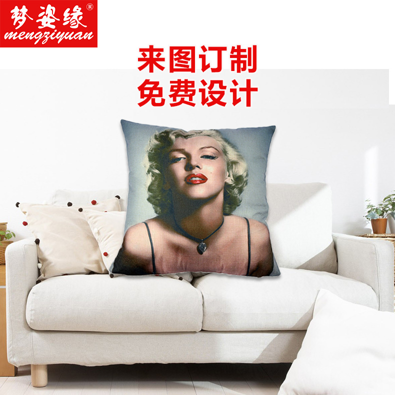 Best-selling European and American star sofa cushion covers, waist support pillows, pillowcases, printed cotton and linen cushions. Customized according to your pictures Specification image