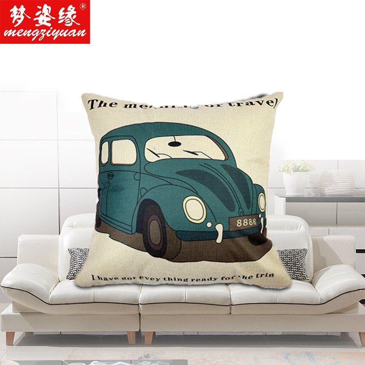 Best-selling items: Colorful retro car cartoon linen throw pillows, nap pillows, sofas, car throw pillows and quilts Application Scenario
