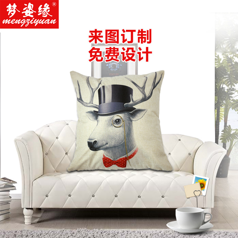 Linen pillow digital printing cushion gift promotion, customized pillow company logo, digital pillow Specification image