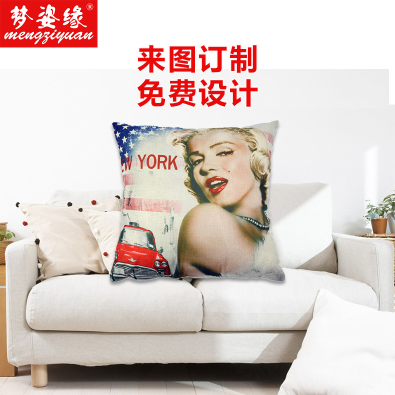 Best-selling European and American star sofa cushion covers, waist support pillows, pillowcases, printed cotton and linen cushions. Customized according to your pictures details Picture