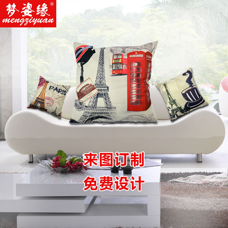Custom-made car linen pillowcase, sofa backrest and cushion cover for the Statue of Liberty office at the Eiffel Tower Application Scenario