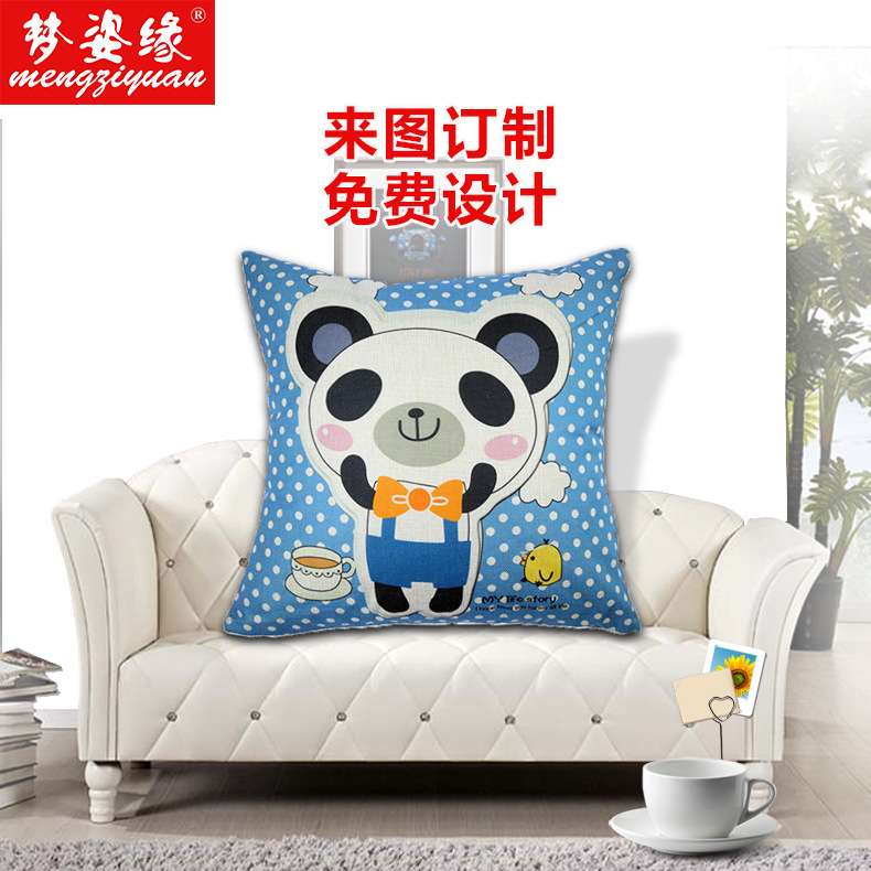 Linen pillow digital printing cushion gift promotion, customized pillow company logo, digital pillow details Picture