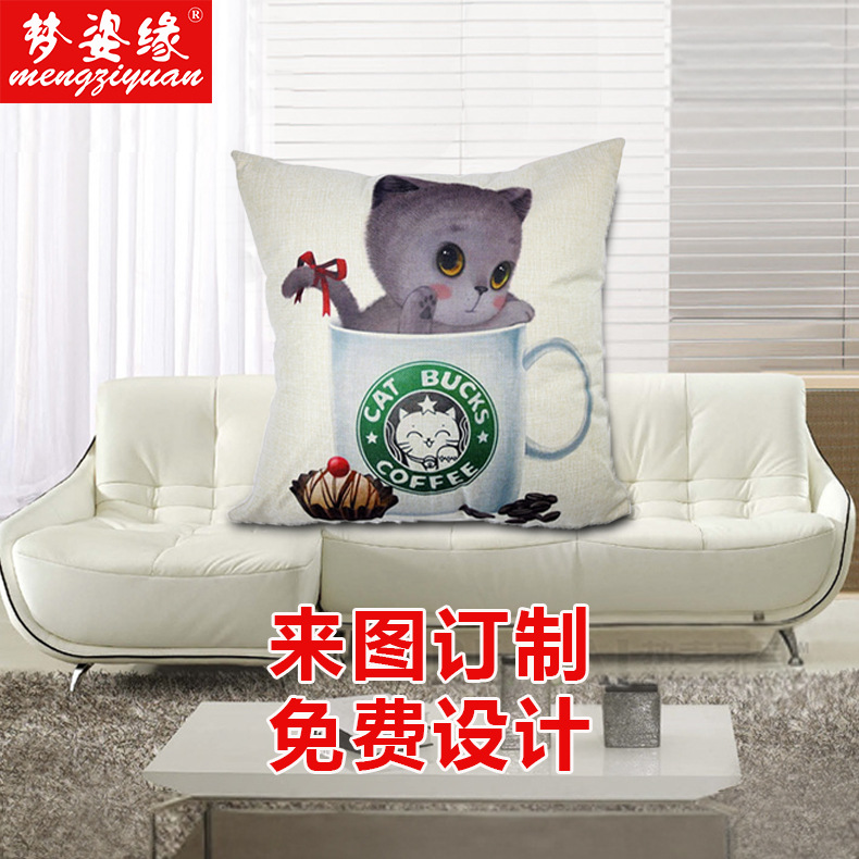 Wholesale of best-selling pillowcases, cute little cat linen fabric pillowcases, sofa cushions, and home cartoon pillowcases Application Scenario