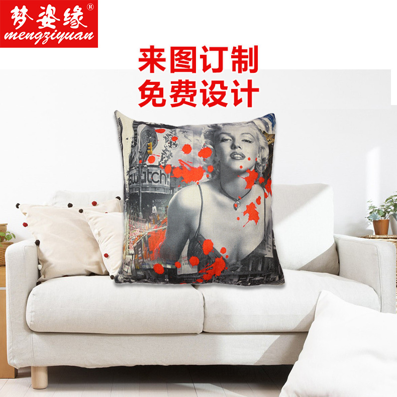 Best-selling European and American star sofa cushion covers, waist support pillows, pillowcases, printed cotton and linen cushions. Customized according to your pictures Application Scenario