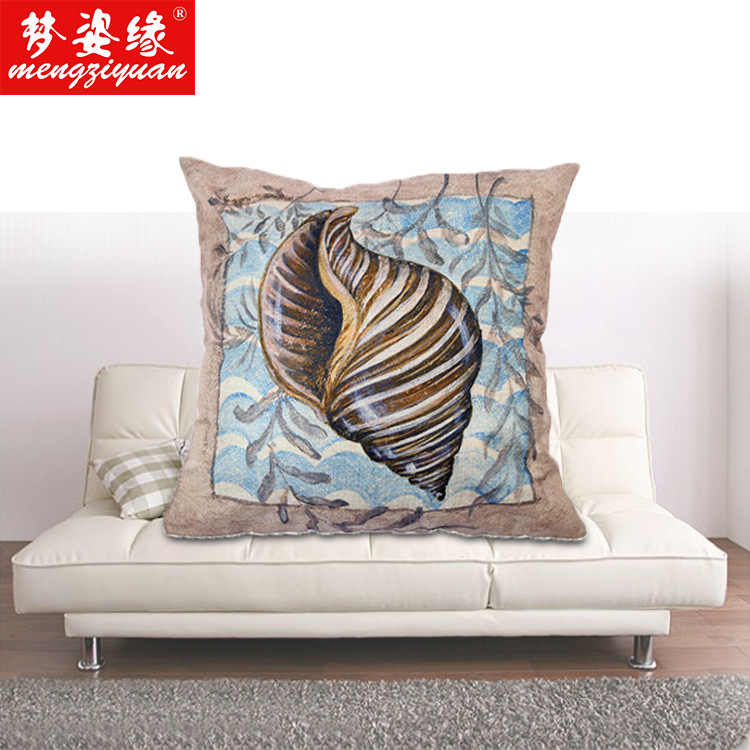 The "Mediterranean Sea Breeze" series of cotton and linen pillowcases, conch and octopus sofa cushions, lumbar support pillows, and linen prints are available for custom orders based on provided drawings Application Scenario