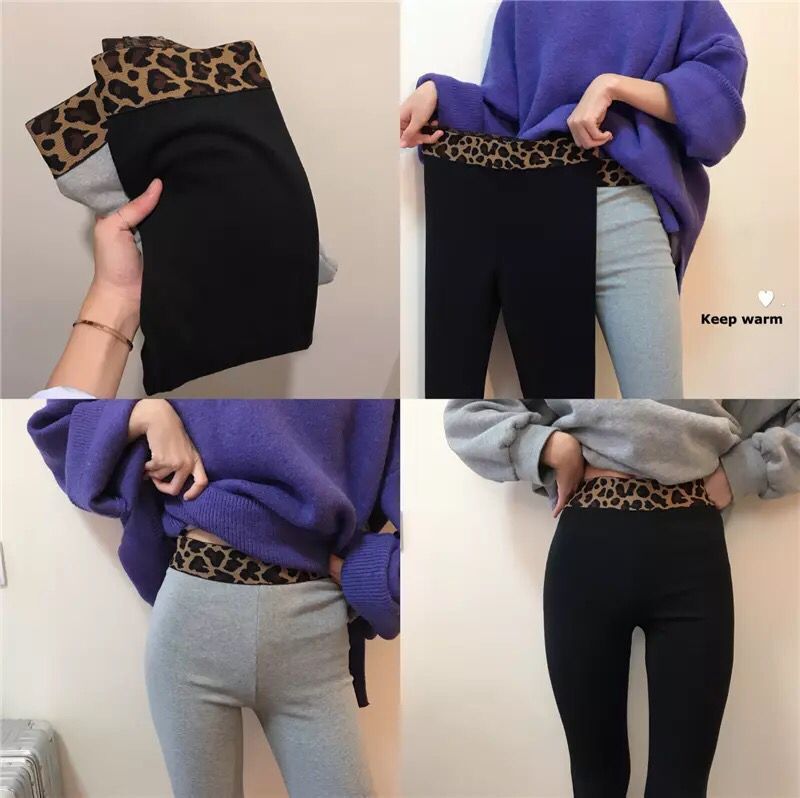 New Korean version leopard print waist thread leggings for women, Spring and Autumn new popular cotton vertical strip tight women's pants, high-waisted long pants Application Scenario