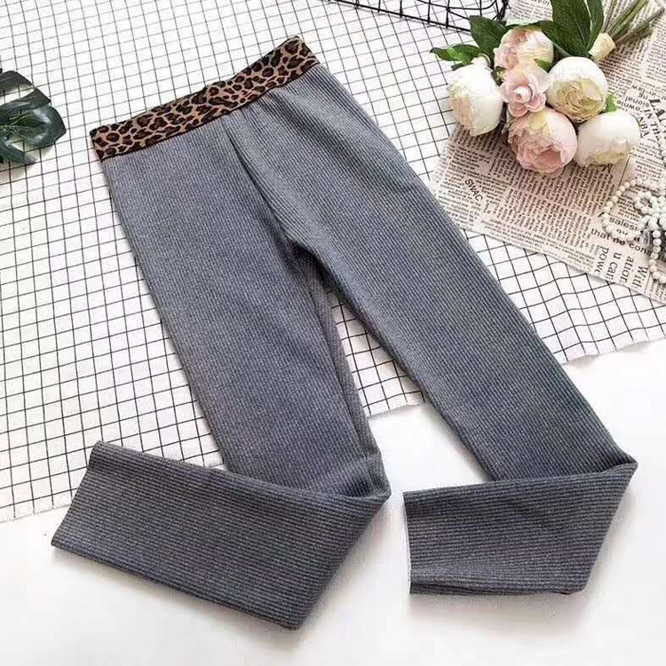 New Korean version leopard print waist thread leggings for women, Spring and Autumn new popular cotton vertical strip tight women's pants, high-waisted long pants details Picture