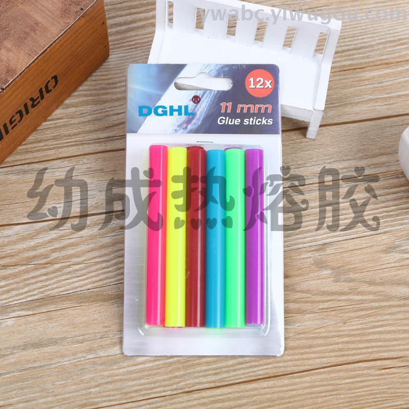 【 Guke 】11mm specification 12-piece hot melt glue gun glue sticks are packaged in six different colors