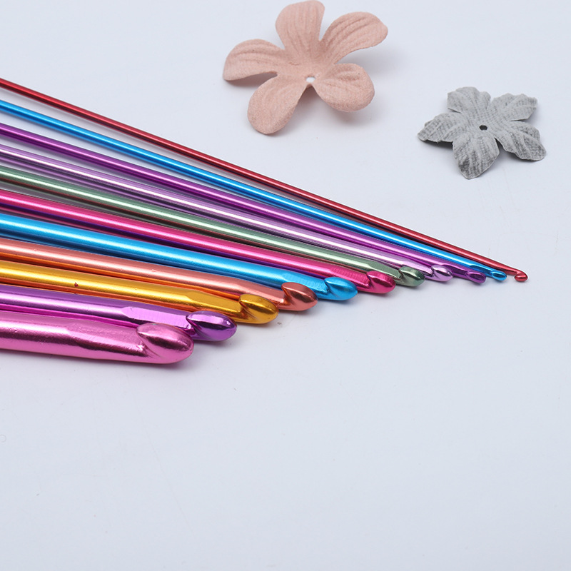 Alumina Crochet Knitting Diy Sweater Metal Crochet Fine Yarn Colorful Needle With Tongue Needle Crochet Set Specification drawing