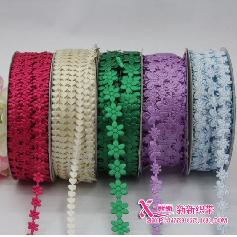 Colorful lace ribbons, single-sided single-color and double-color alternating clothing accessories, various patterns, varieties and colors