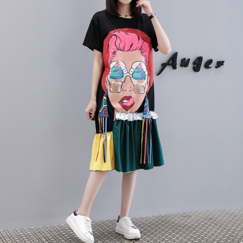 Thai fashion brand summer dress women 2019 new skirt Facebook patch cloth embroidered color loose size dress long