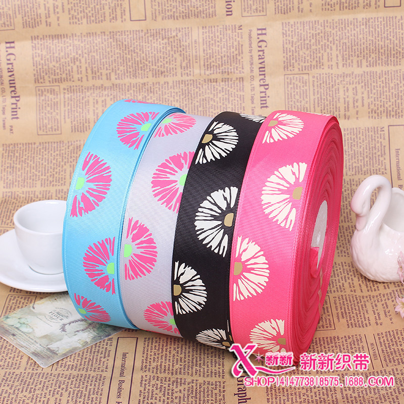 12分4公分半朵花环保胶浆螺纹印花带 DIY礼品包装彩带
