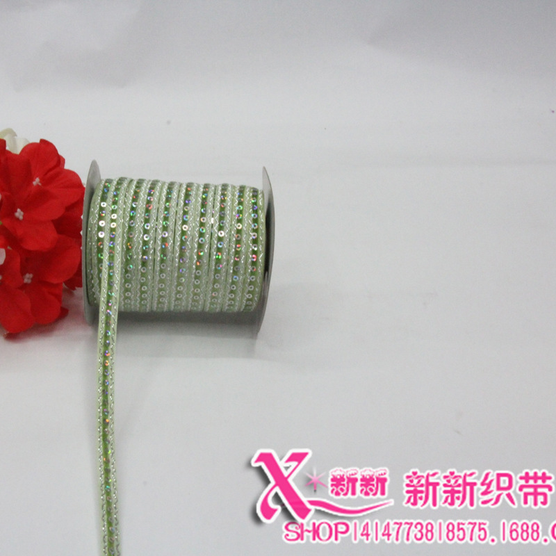 1CM彩葱绒涤纶织带 时尚间色亮片彩带 diy头饰饰品辅料 可定做