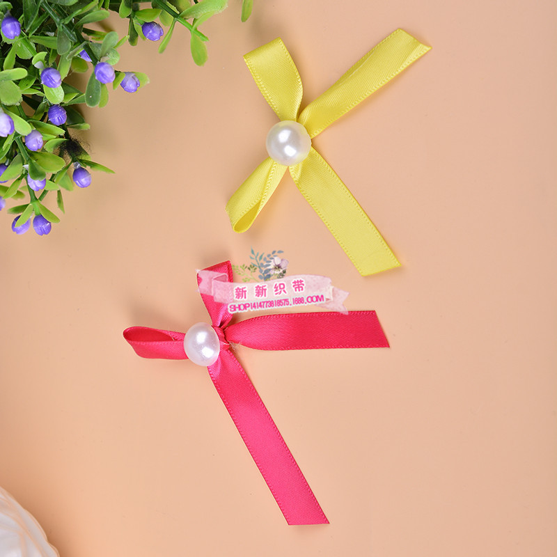 3-point polyester handmade pearl bow DIY accessories, export headwear, wedding candy boxes, gift boxes, bow wholesale Specification image