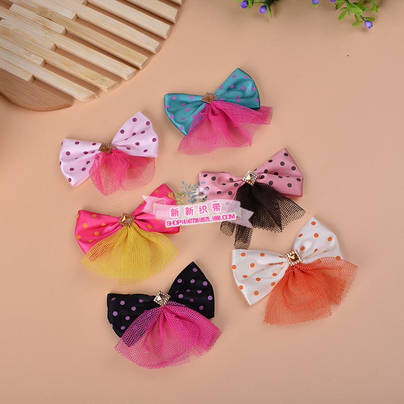 Polyester band handcrafted bow manufacturer, wholesale of hair clips, headwear, wedding candy boxes, bow packaging, factory direct sales details Picture