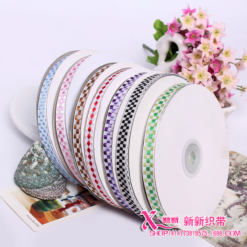 厂家现货供应 彩色包边格子编织涤纶织带 规格可订 量大从优