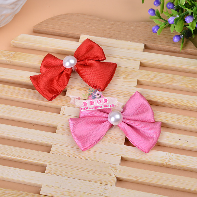 Handmade ribbon bow clothing accessories, gifts, twin pearl bow hair clips, hair ornaments, gift accessories details Picture