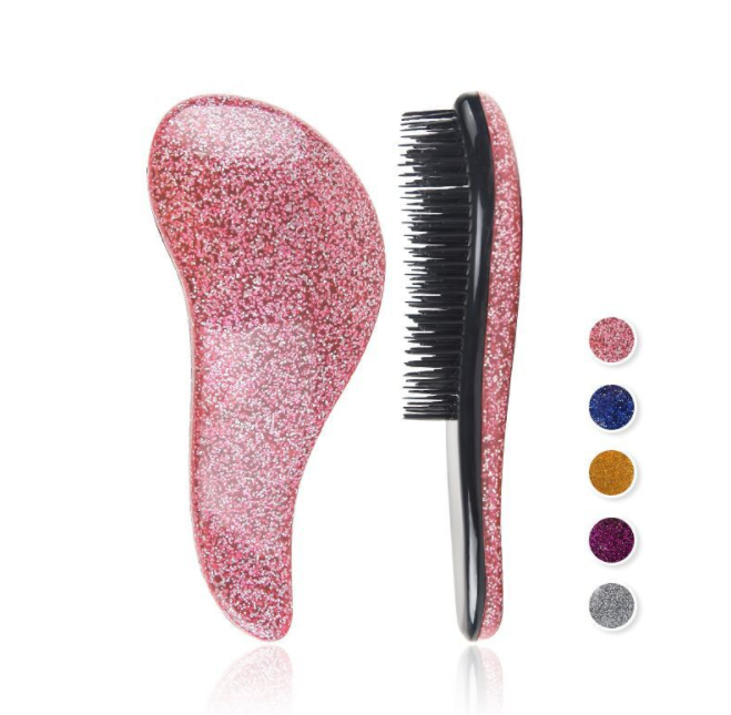 跨境专供新品闪粉tt梳 顺发理发美发梳 便携式防打结按摩梳子批发