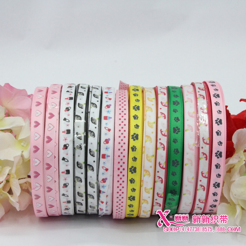 Customized HELLO KITTY small floral print 1CM monochrome Rowan ribbon based on samples details Picture