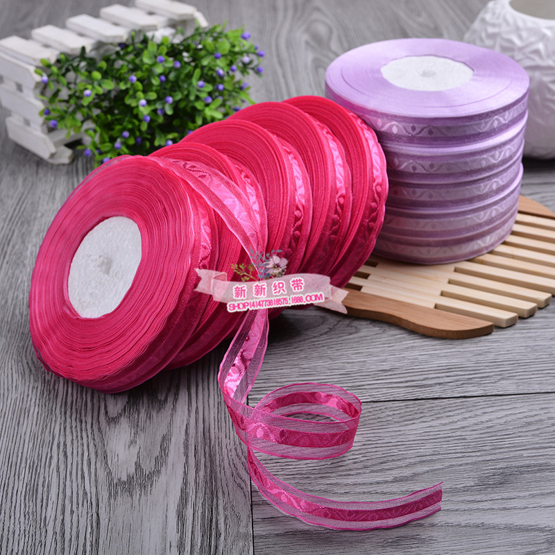 2cm jacquard ribbon, jacquard snow gauze ribbon, diy bow, clothing accessories, gift, flower packaging, gauze ribbon wholesale Specification image