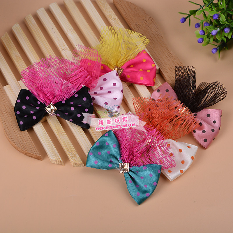 Polyester band handcrafted bow manufacturer, wholesale of hair clips, headwear, wedding candy boxes, bow packaging, factory direct sales