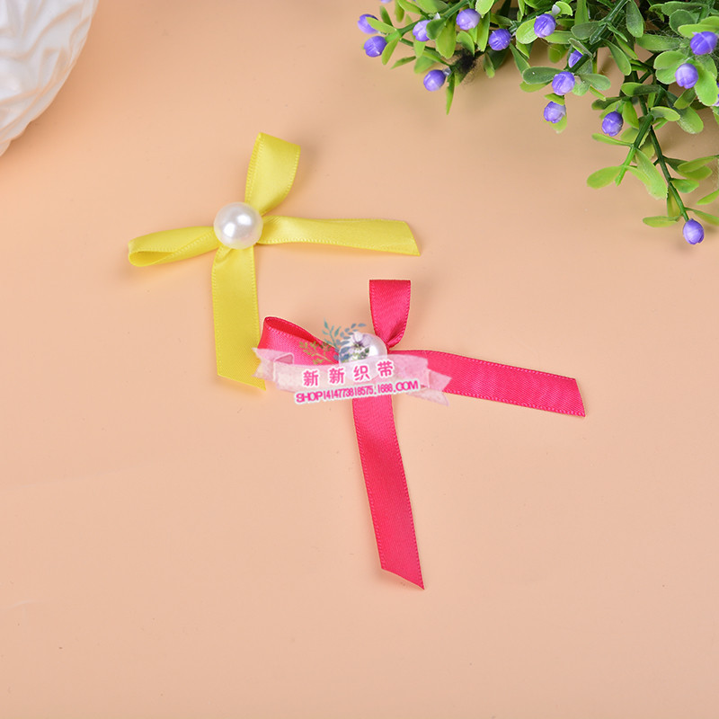 3-point polyester handmade pearl bow DIY accessories, export headwear, wedding candy boxes, gift boxes, bow wholesale details Picture